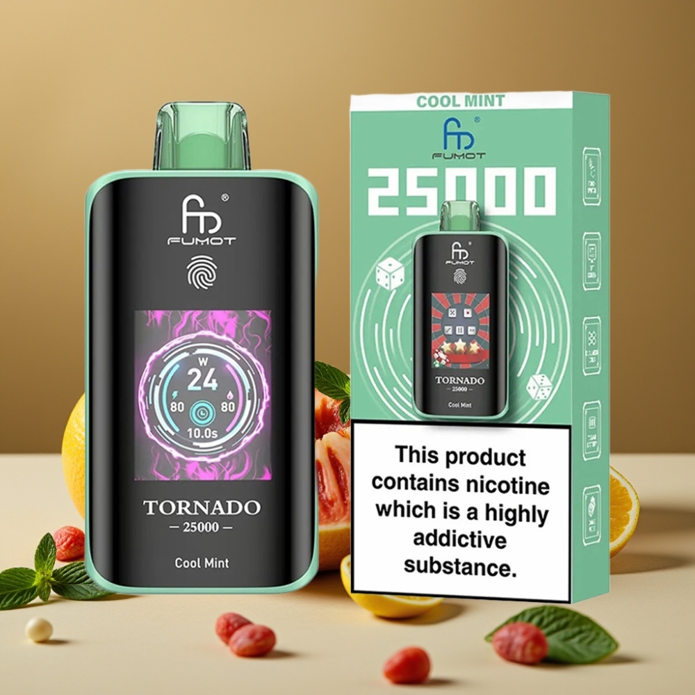 Fumot Tornado 25000 Puffs Vape HD Tela 700mAh Menta Fresca 20ml 0/2%/3%/5% Nicotina