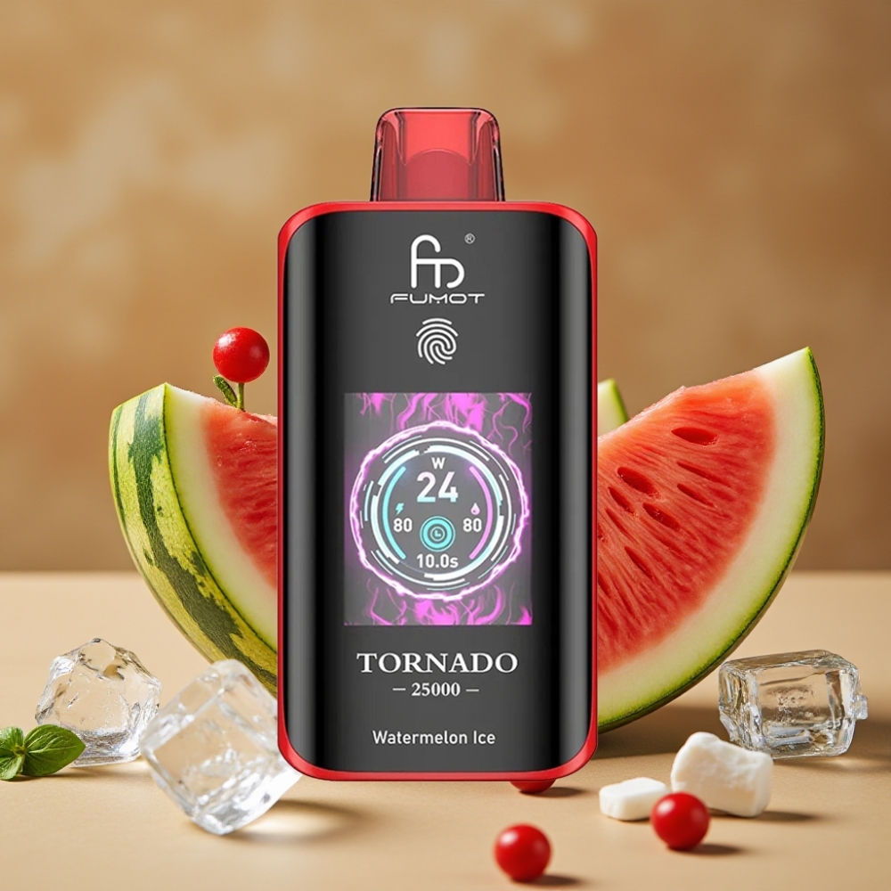Fumot Tornado 25000 Puffs Vape Melancia Gelo com Tela HD e Bateria 700mAh