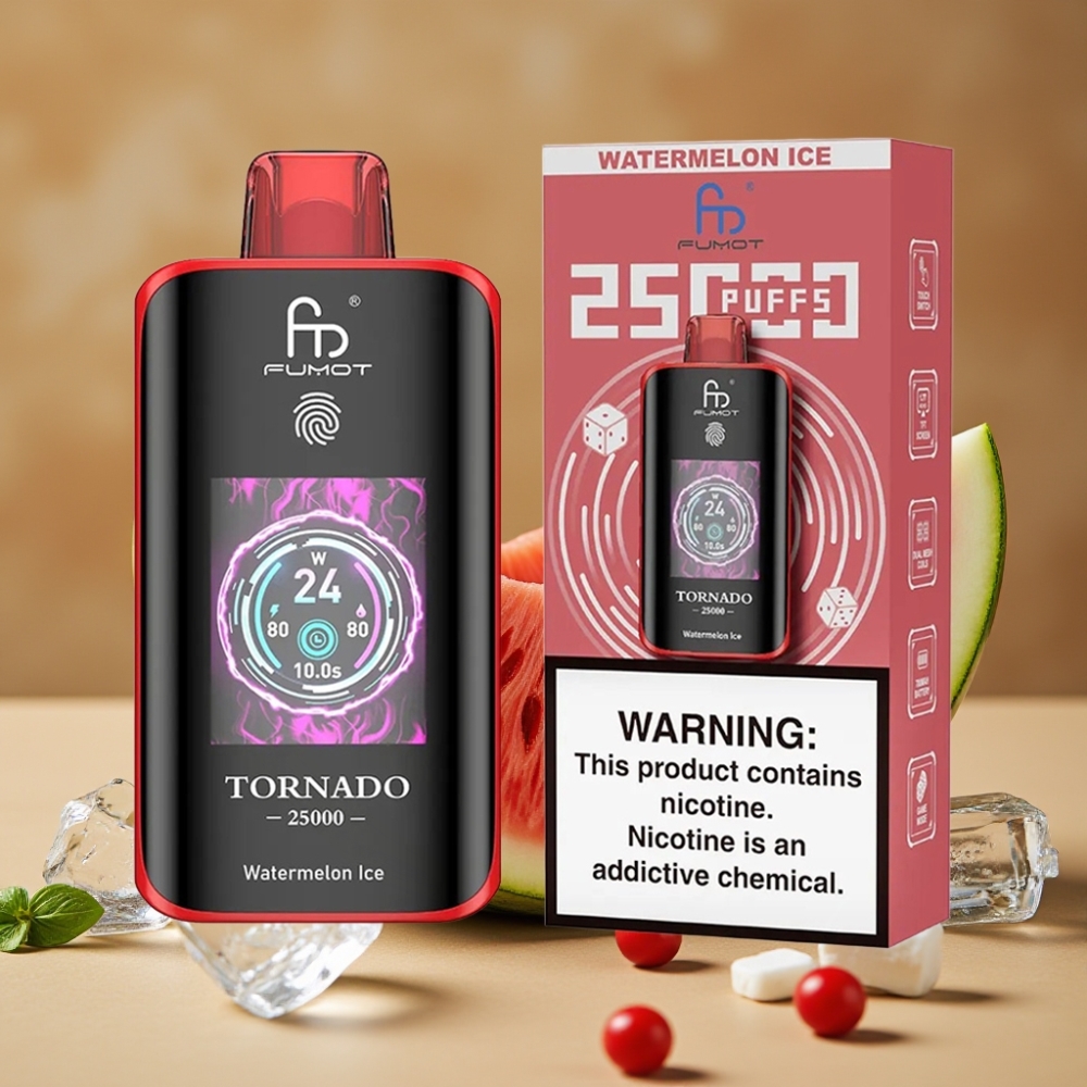 Fumot Tornado 25000 Puffs Vape Melancia Gelo com Tela HD e Bateria 700mAh