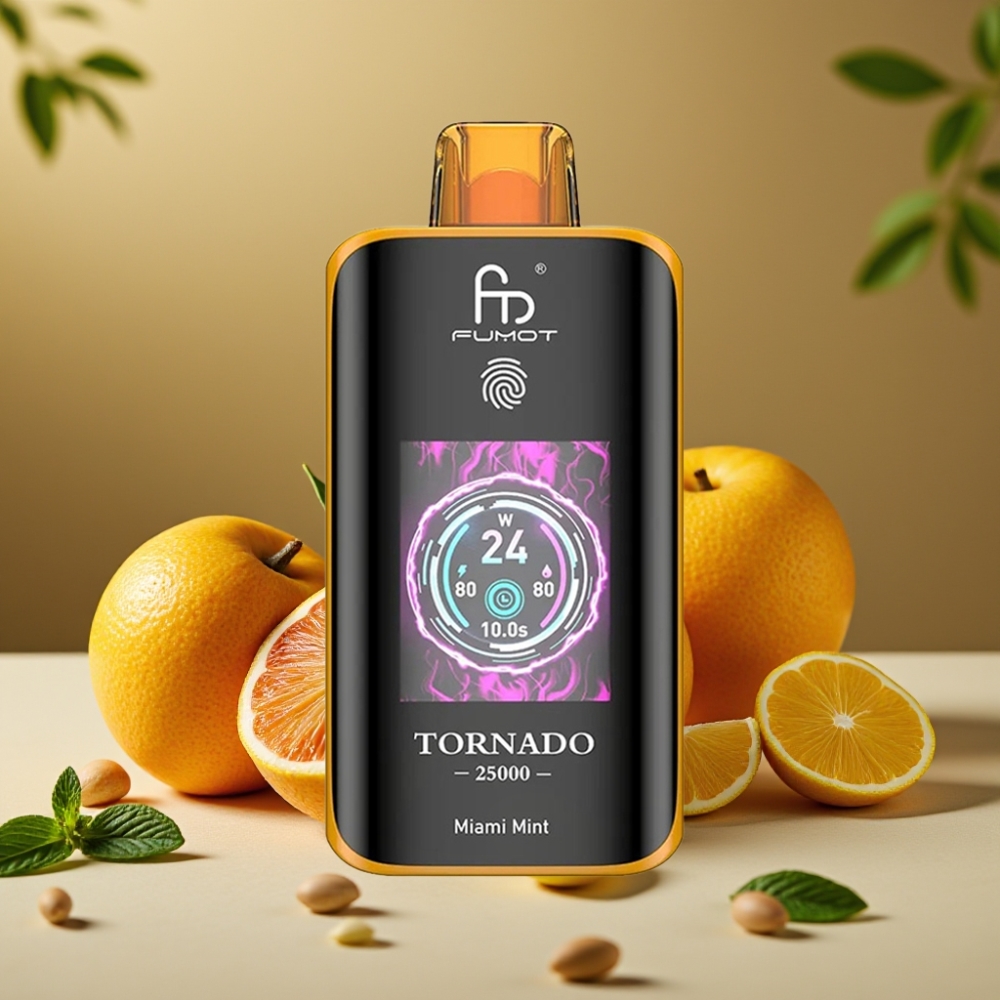 Fumot Tornado 25000 Puffs Vape Miami Menta com Tela HD, Bateria 700mAh e 20ml
