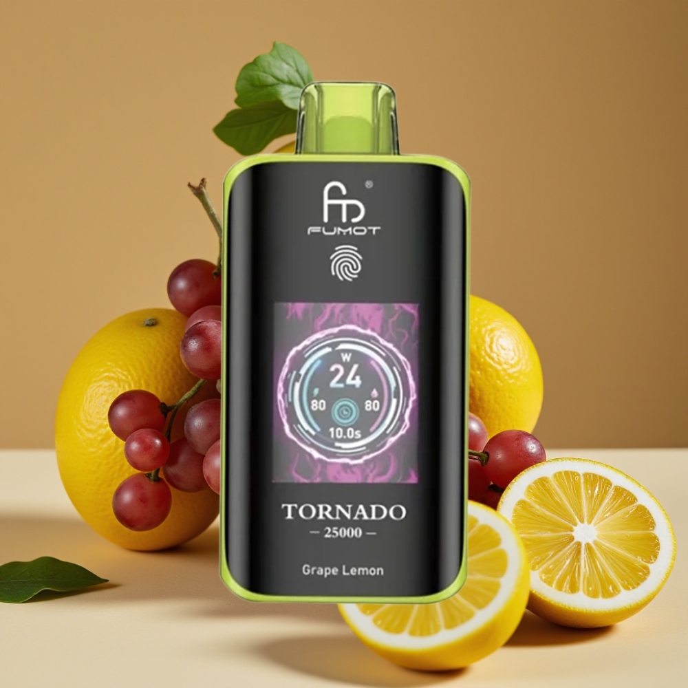 Fumot Tornado 25000 Puffs Vape Uva Limão com Tela HD e Bateria 700mAh