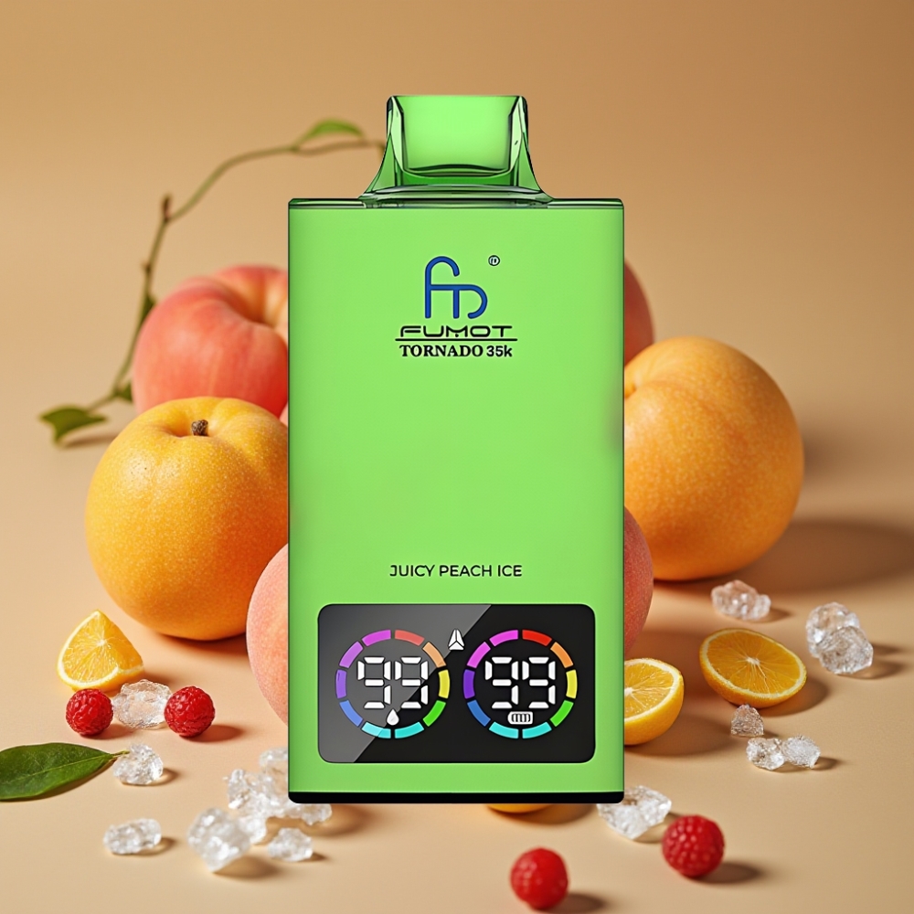 Fumot Tornado 35K Descartável Vape Pêssego Gelado – Dual Mesh, 15ml, 700mAh, RGB