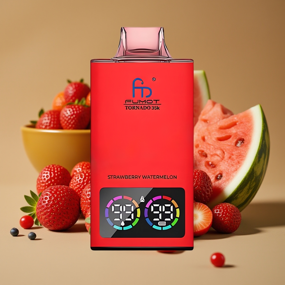 Fumot Tornado 35K Vape Descartável Morango Melancia com Dual Mesh Coil e RGB