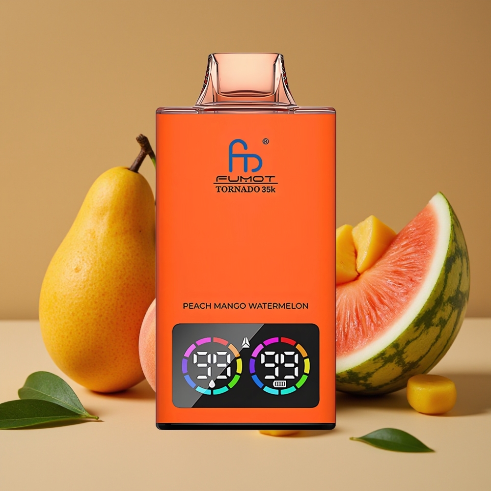 Fumot Tornado 35K Vape Descartável Pêssego Manga Abacaxi com Dual Mesh e RGB