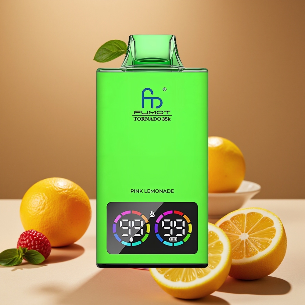 Fumot Tornado 35K Vape Descartável Rosa Limonada com Dual Mesh e RGB