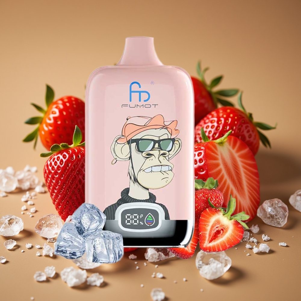 Fumot Tornado Digital Box 12000 Puffs 20ml Morango Gelo Recarregável USB-C