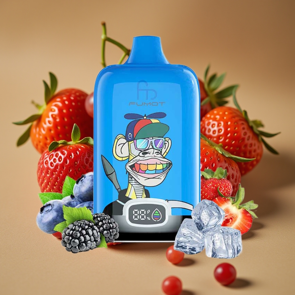 Fumot Tornado Digital Box 12000 Puffs 20ml Morango Uva Recarregável USB-C