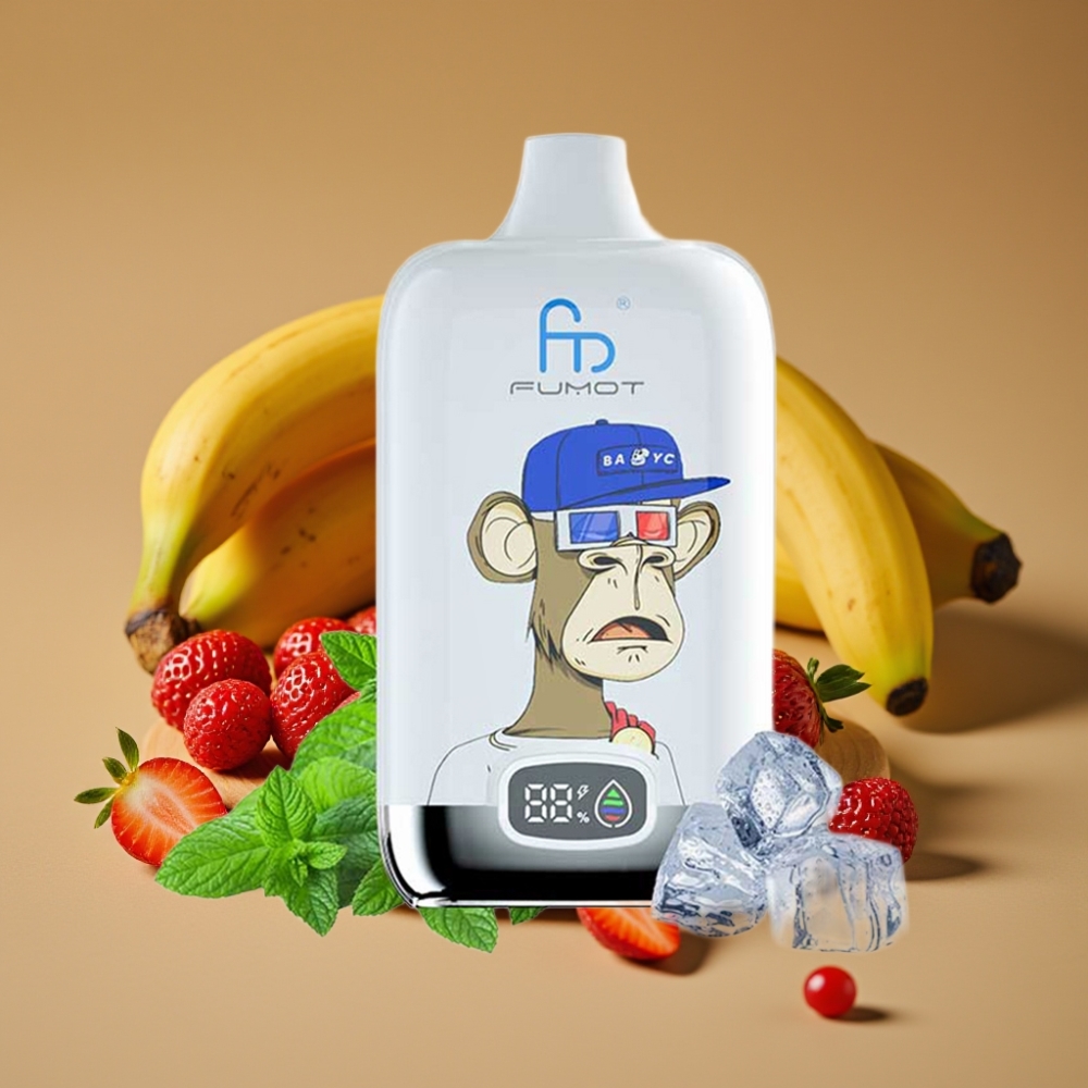 Fumot Tornado Digital Box 12000 Puffs - Morango Banana, 20ml, Bateria 550mAh, Tipo-C