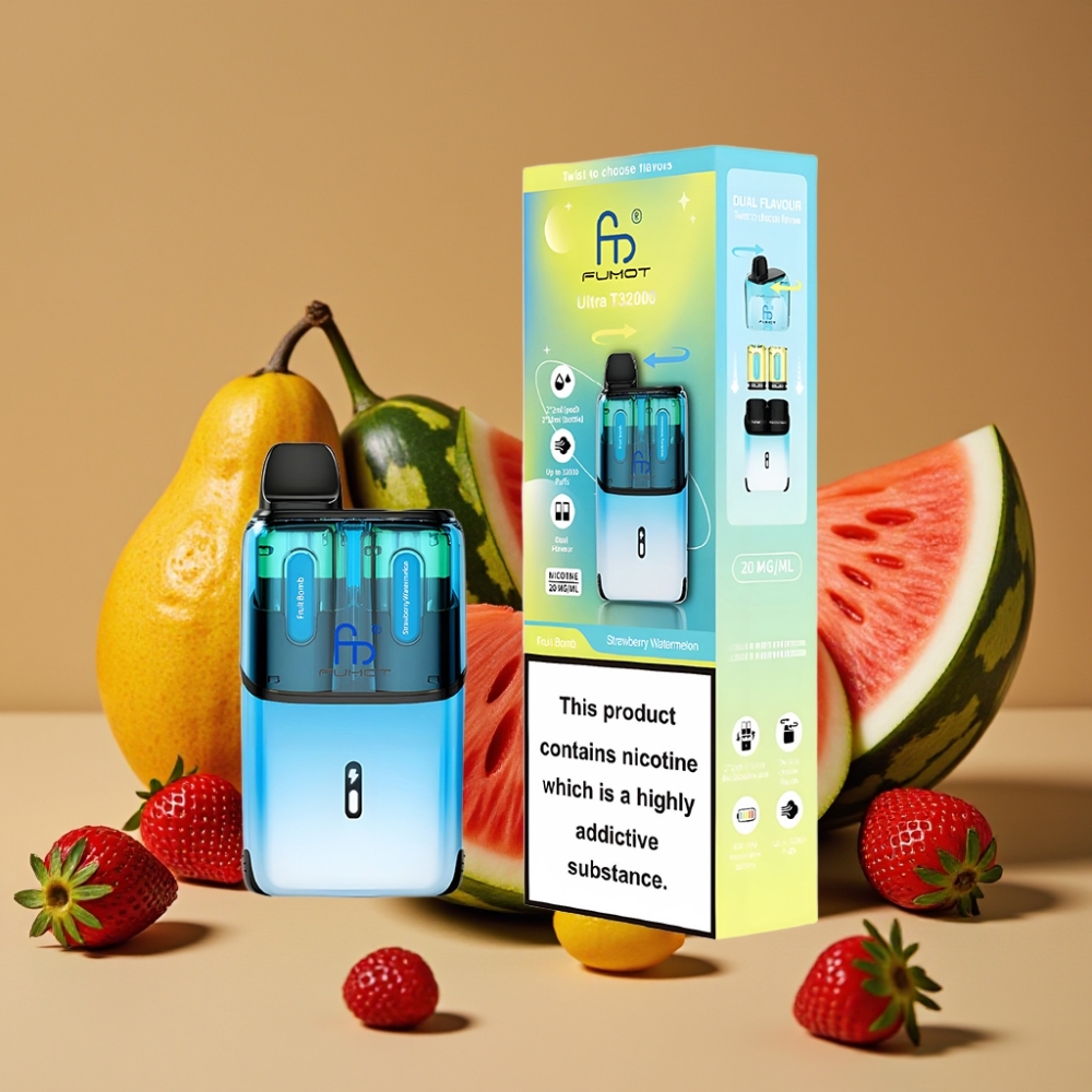 Fumot Ultra T32000 Disposable Vape - 32000 Tragos, 24ml, Carga Rápida Type-C, Sabor Morango Melancia