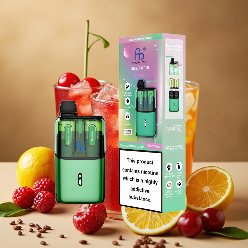 Fumot Ultra T32000 Disposable Vape - Groselha Limonada & Cereja Cola - 24ml, 800mAh, Recarga Rápida Type-C