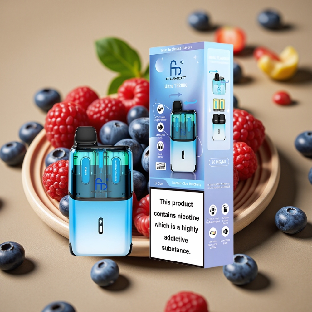 Fumot Ultra T32000 Dr Azul - Mirtilo Framboesa Azeda, 32000 Tragos, 24ml, Carga Rápida Type-C