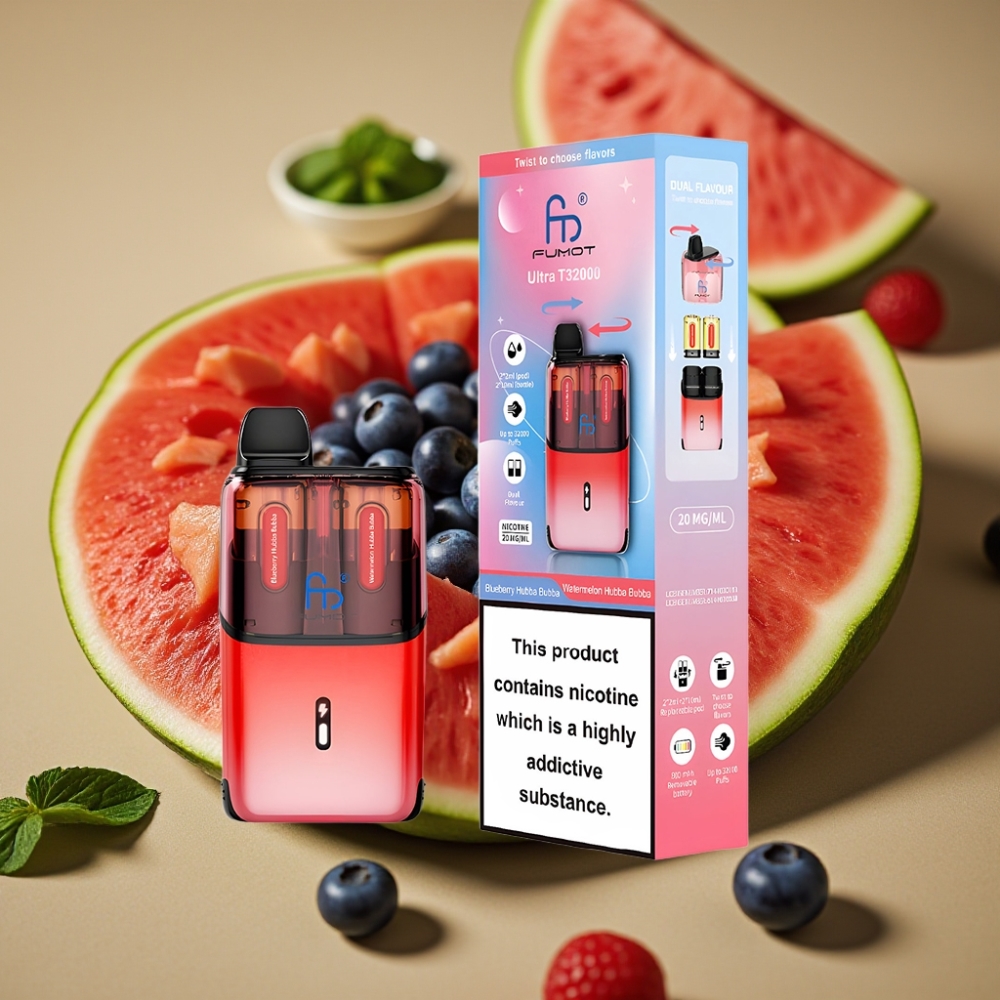 Fumot Ultra T32000 Vape Descartável 24ml 800mAh Blueberry Hubba Bubba - Melancia Hubba Bubba