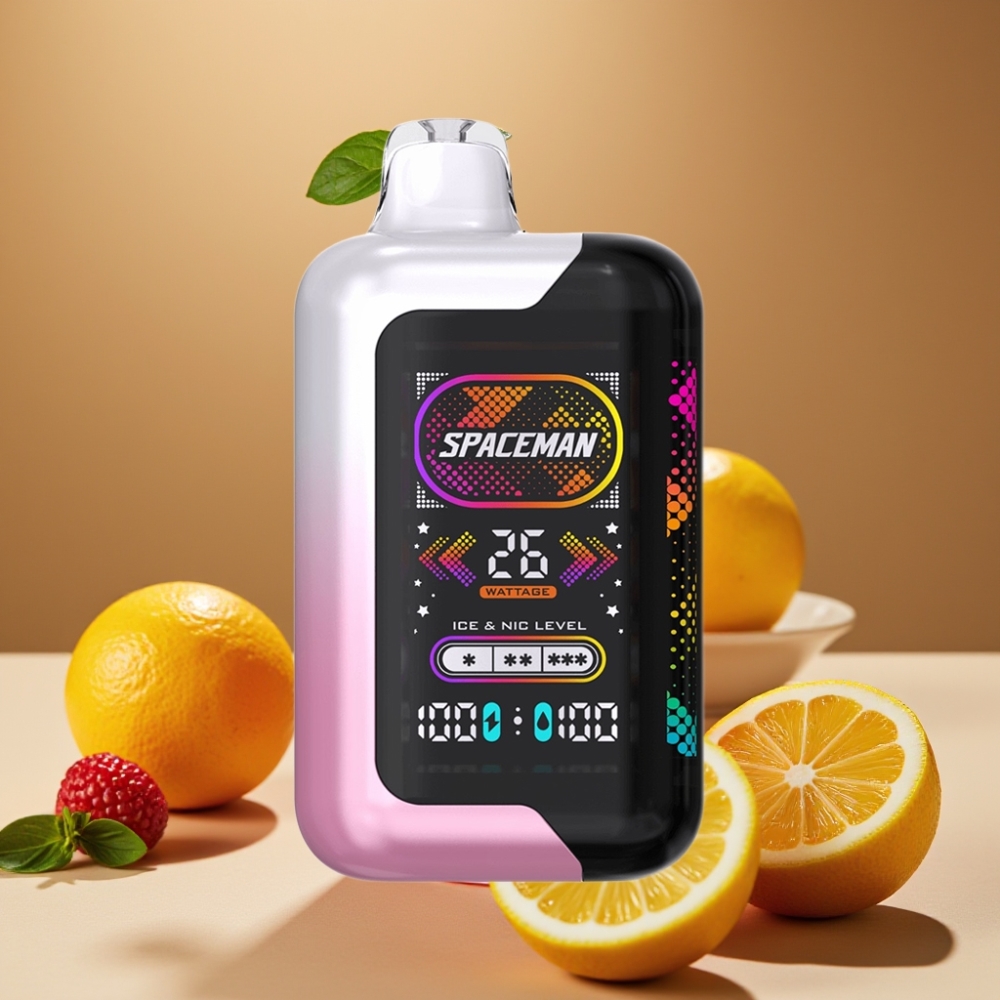 Spaceman SP40000 Zero Nic Disposable Vape - 20ml, 0% Nic, 1000mAh, 40K Puffs, Tela LED 2.28", Limonada Rosa