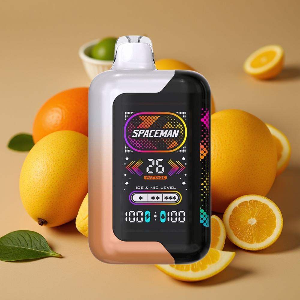 Spaceman SP40000 Zero Nic Disposable Vape 20ml 0% Nicotina Tela Inteligente 2.28" Bateria 1000mAh Recarregável 40000 Tragadas Modos de Potência Ajustável