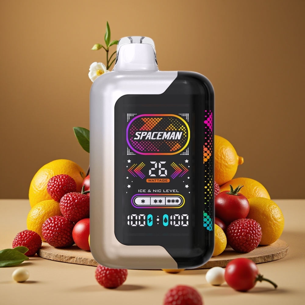 Spaceman SP40000 Zero Nicotine Disposable - 20ml, 0% Nic, 1000mAh, Tela LED 2.28", 40000 Tragos, Recarregável, Luz Dinâmica