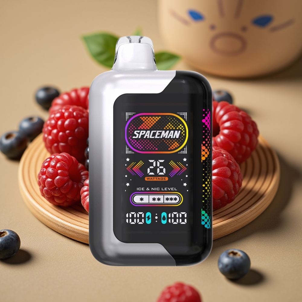 Spaceman SP40000 Zero Nicotine Disposable - 20ml, 0% Nic, Tela LED 2.28", 1000mAh, Recarregável, Modos de Potência e Gelo Ajustáveis, Luz Dinâmica