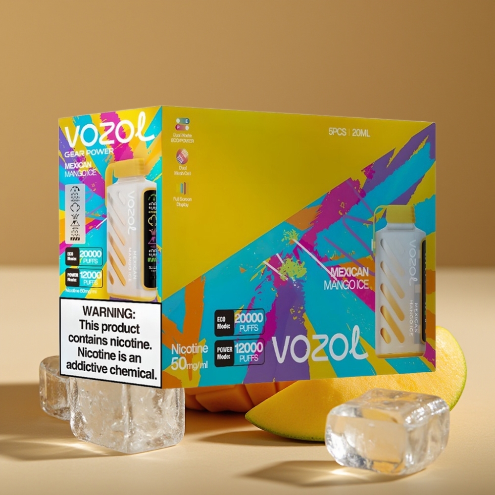 VOZOL Gear Power 20000 Puffs Dispositivo Vape Manga Mexicana Gelada com Tela Completa e Dual Mesh Coil