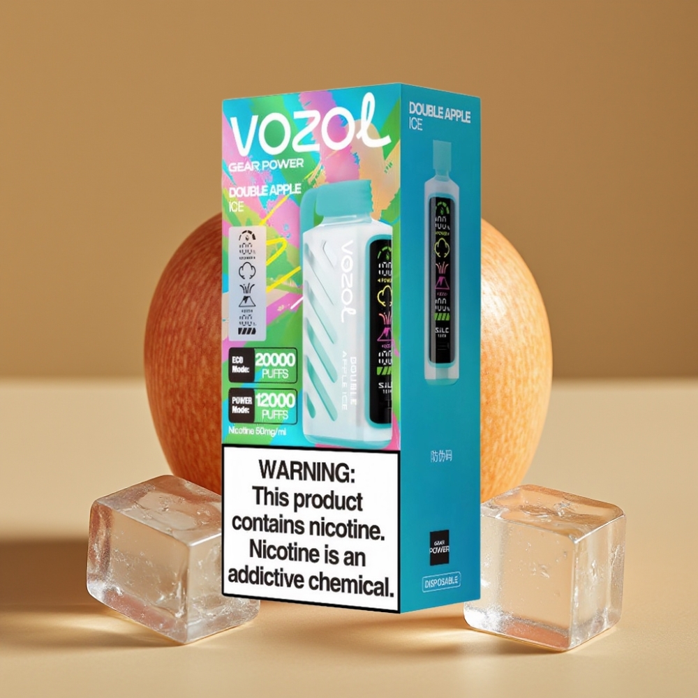 VOZOL Gear Power 20000 Puffs Dupla Maçã Gelada com Tela Cheia e Dual Mesh Coil
