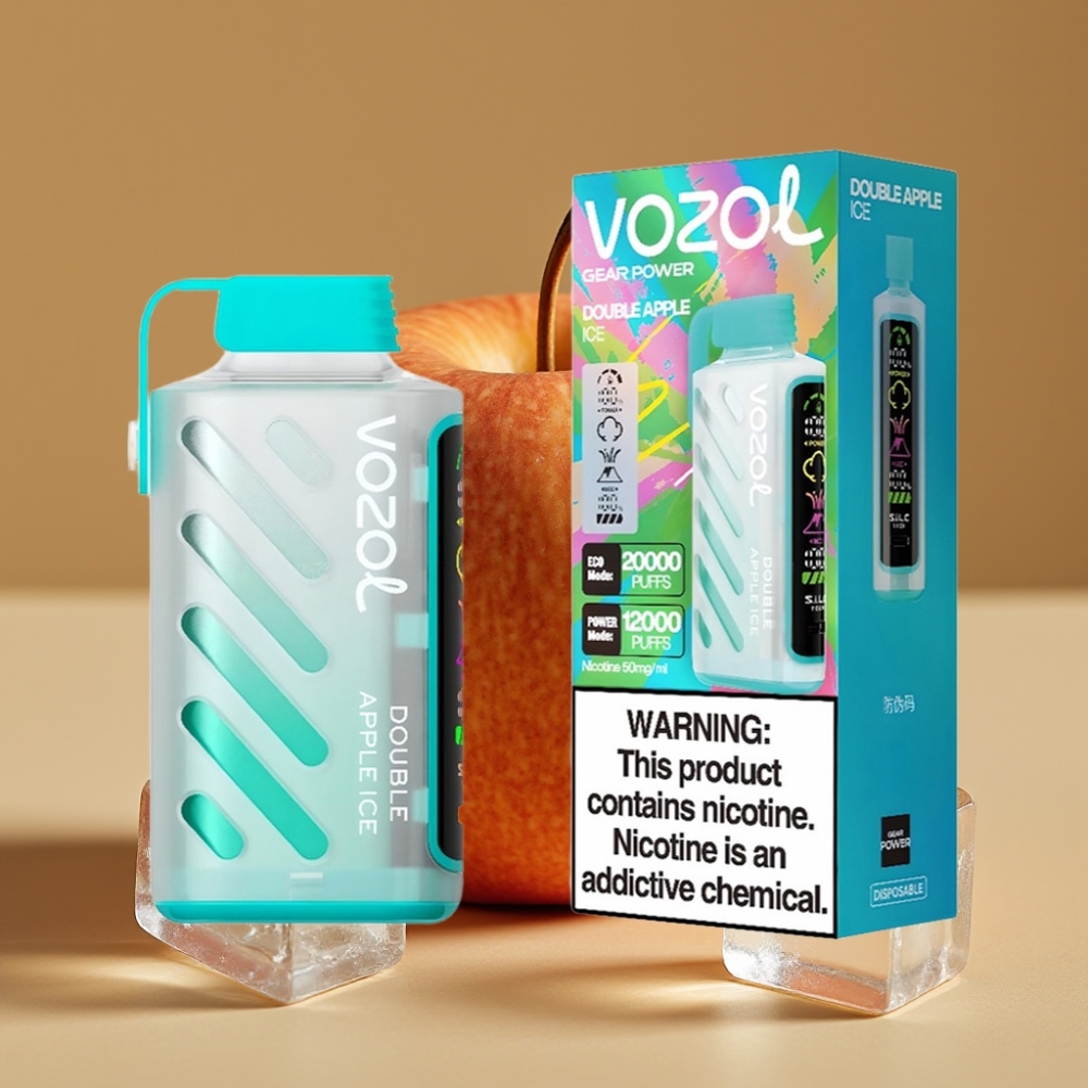 VOZOL Gear Power 20000 Puffs Dupla Maçã Gelada com Tela Cheia e Dual Mesh Coil