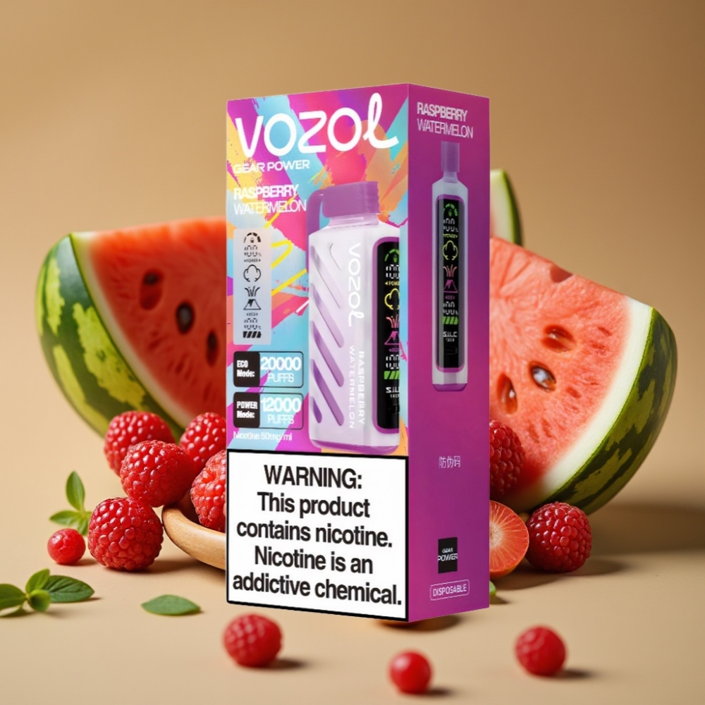 VOZOL Gear Power 20000 Puffs com S.i.L.C. Tech e Tela Inteira - Framboesa Melancia