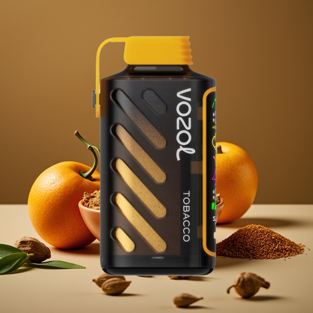 VOZOL Gear Power 20000 Puffs com Tecnologia S.i.L.C., Dual Mesh Coil, Tela Full Screen e 20mL de E-Liquid (5% Nicotina) - Sabor Tabaco