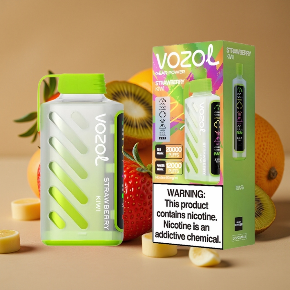 VOZOL Gear Power 20000 Puffs com Tecnologia S.i.L.C., Tela Inteira, 20mL, Morango-Kiwi