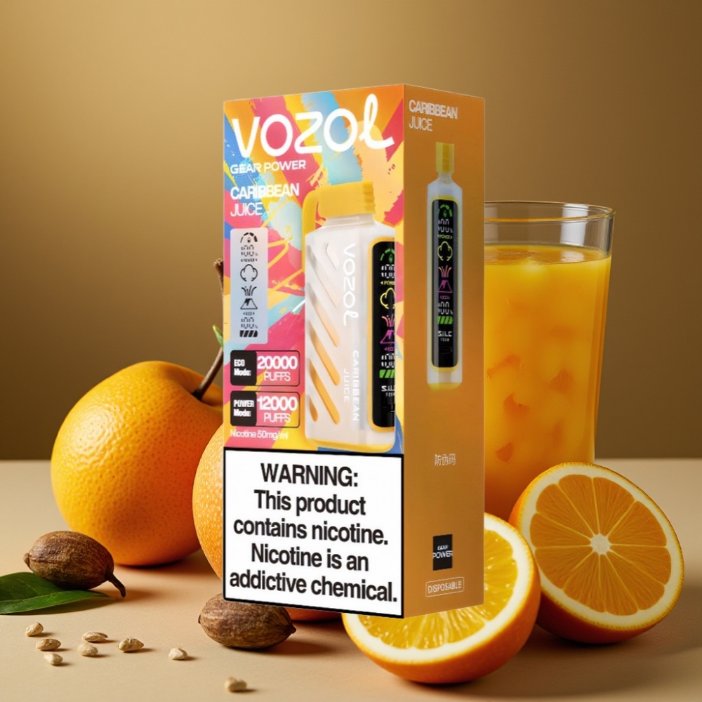 VOZOL Gear Power 20000 Puffs com Tela Inteira, Coil Duplo Mesh e Suco Caribenho