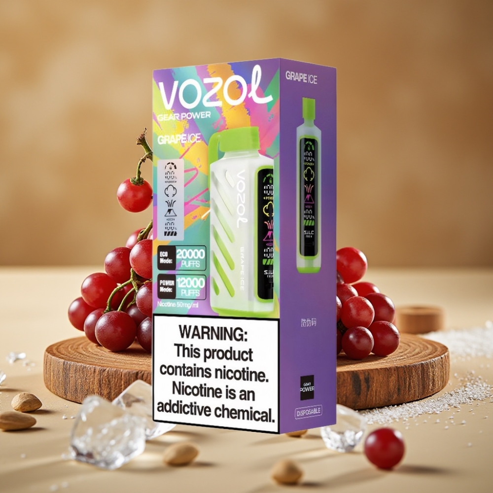 VOZOL Gear Power 20000 Puffs com Tela Inteira e Dual Mesh Coil - Uva Gelo