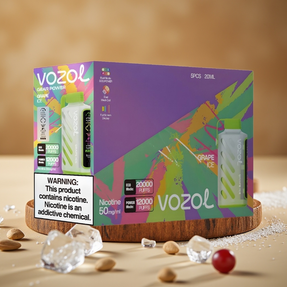VOZOL Gear Power 20000 Puffs com Tela Inteira e Dual Mesh Coil - Uva Gelo