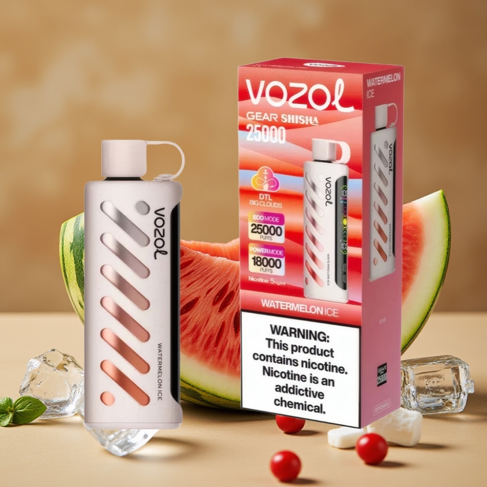 VOZOL Gear Shisha 25000 Puffs - 30 Sabores Deliciosos, 5mg/ml, 1000mAh, Melancia Ice