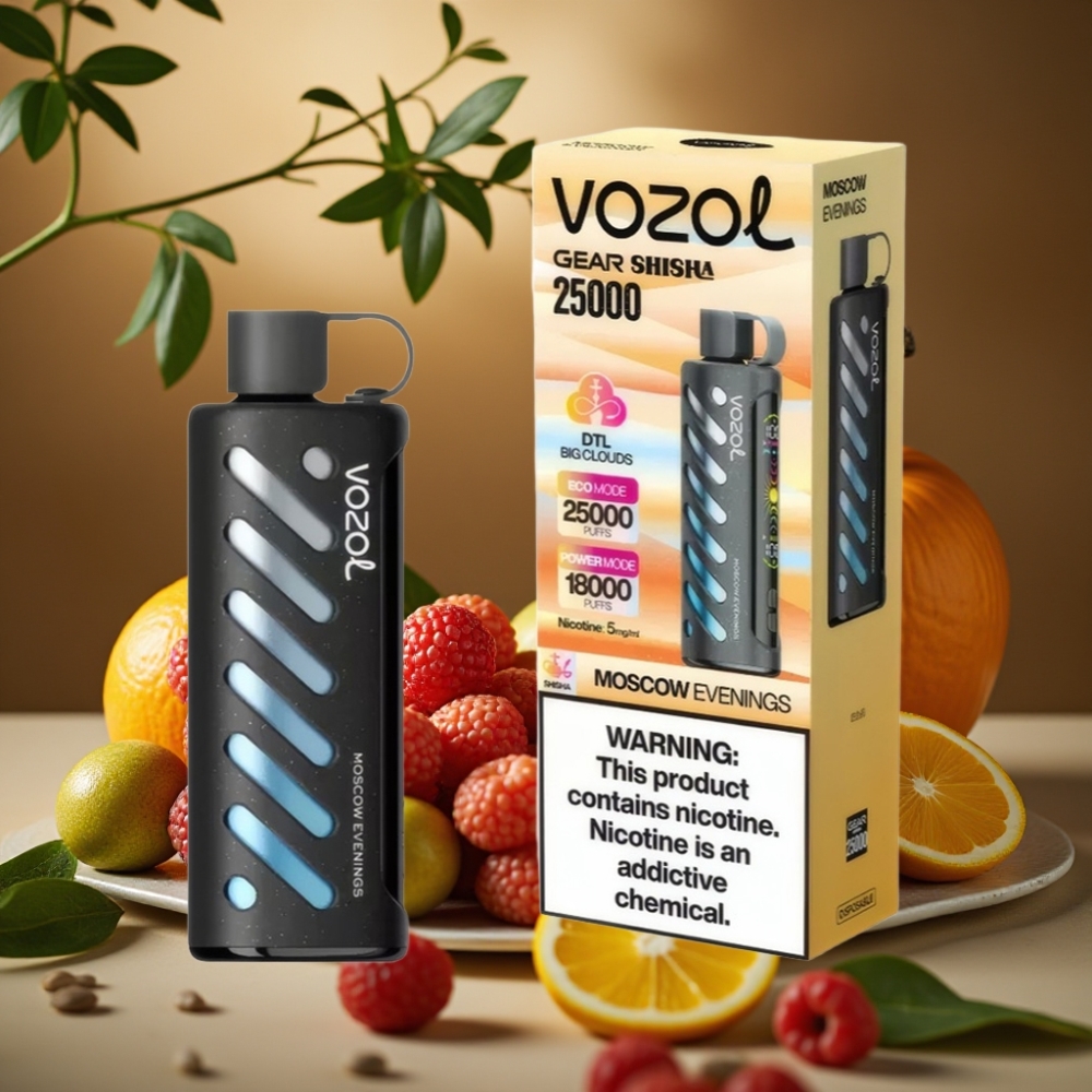VOZOL Gear Shisha 25000 Puffs 30 Sabores Deliciosos, S.i.L.C Tech, Bateria 1000mAh, 5mg/ml, Noites de Moscou
