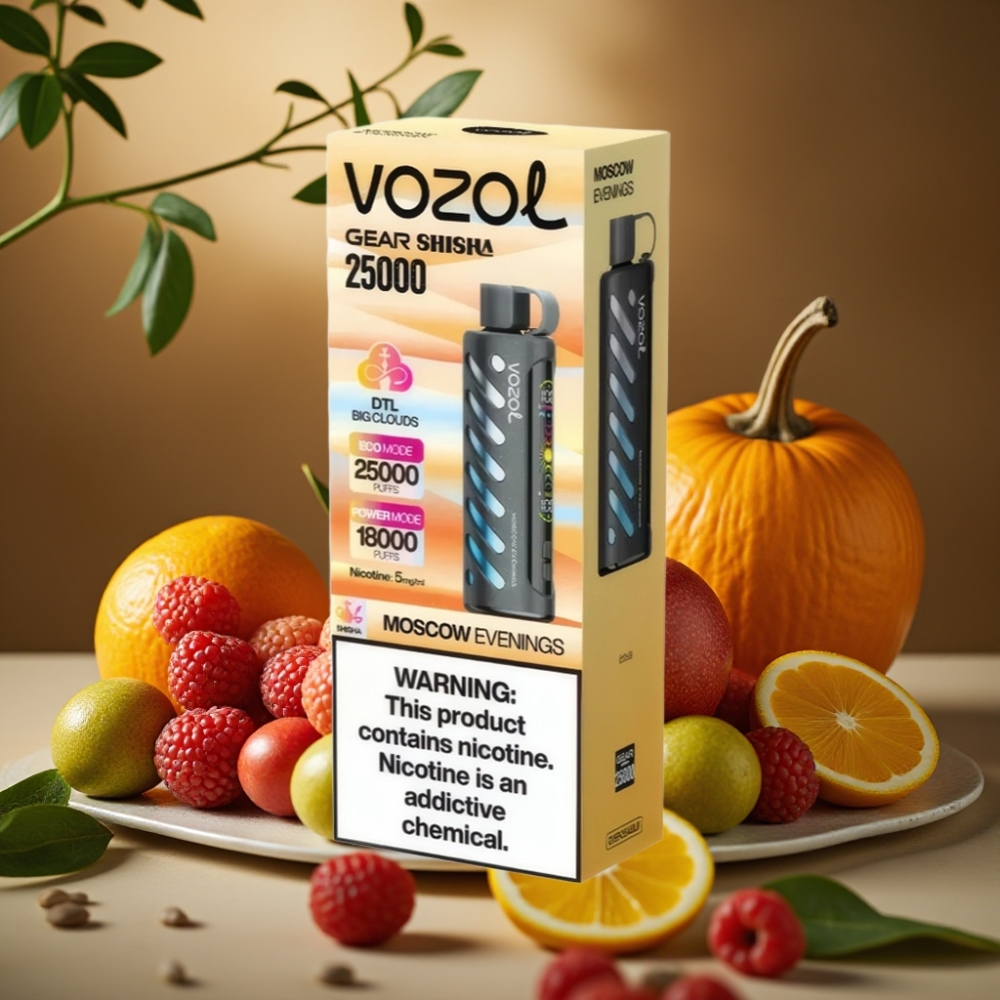 VOZOL Gear Shisha 25000 Puffs 30 Sabores Deliciosos, S.i.L.C Tech, Bateria 1000mAh, 5mg/ml, Noites de Moscou