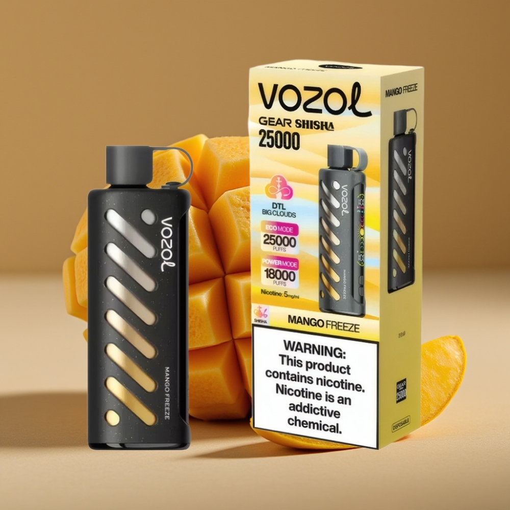 VOZOL Gear Shisha 25000 Puffs Disposável - 30 Sabores, 1000mAh, Dual Mesh, Manga Gelada