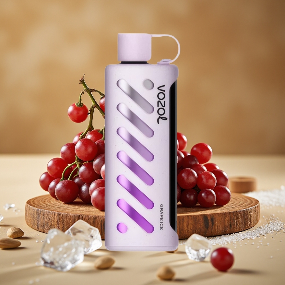 VOZOL Gear Shisha 25000 Puffs com 30 Sabores, Bateria 1000mAh e 5mg/ml - Uva Gelo