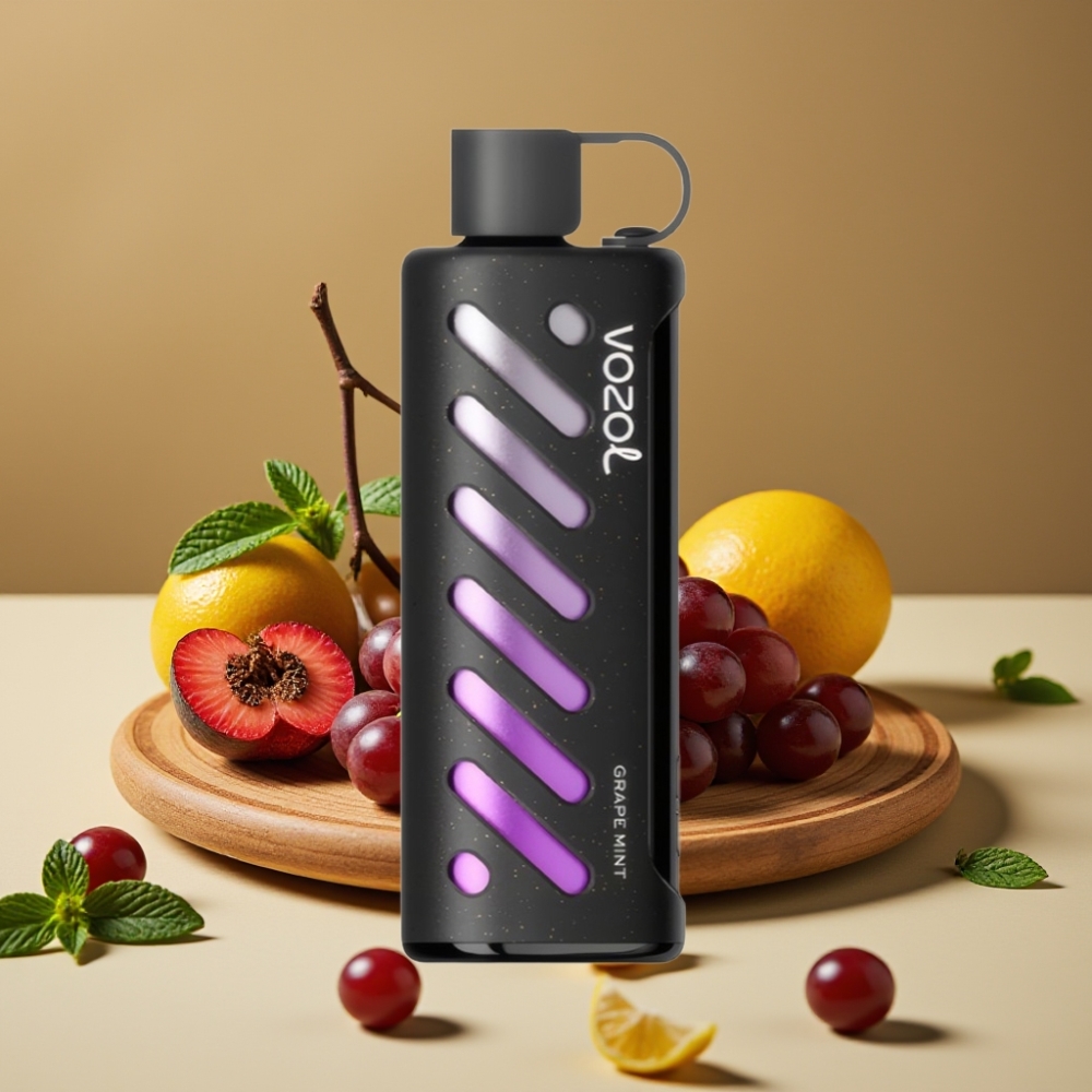 VOZOL Gear Shisha 25000 Puffs com 30 Sabores, Chip S.i.L.C Tech, Bateria 1000mAh e Sabor Uva Menta