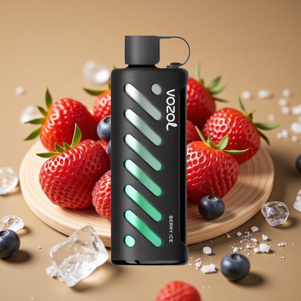 VOZOL Gear Shisha 25000 Puffs com 30 Sabores, S.i.L.C Tech, Bateria 1000mAh, 5mg/ml - Gelado com Frutas Vermelhas