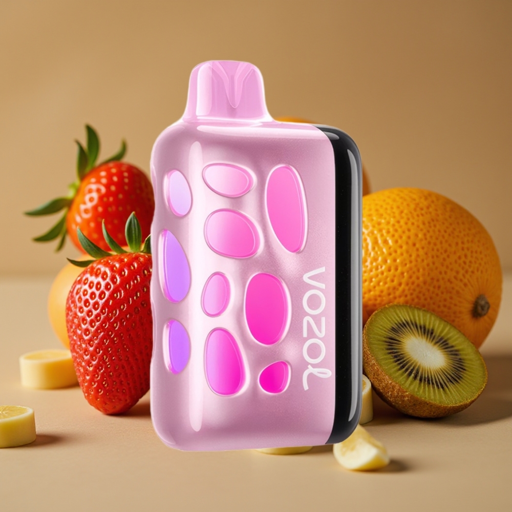 VOZOL RAVE 40000 Dispositivo Vaporizador Descartável com Design Brilhante 270°, Modo Festa Sincronizado e Morango-Kiwi