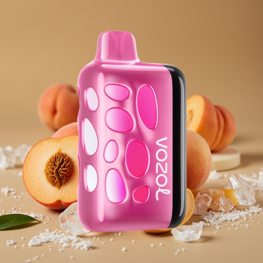 VOZOL RAVE 40000 Vape Descartável Pêssego Gelado com Brilho Vibrante e Modo Festa