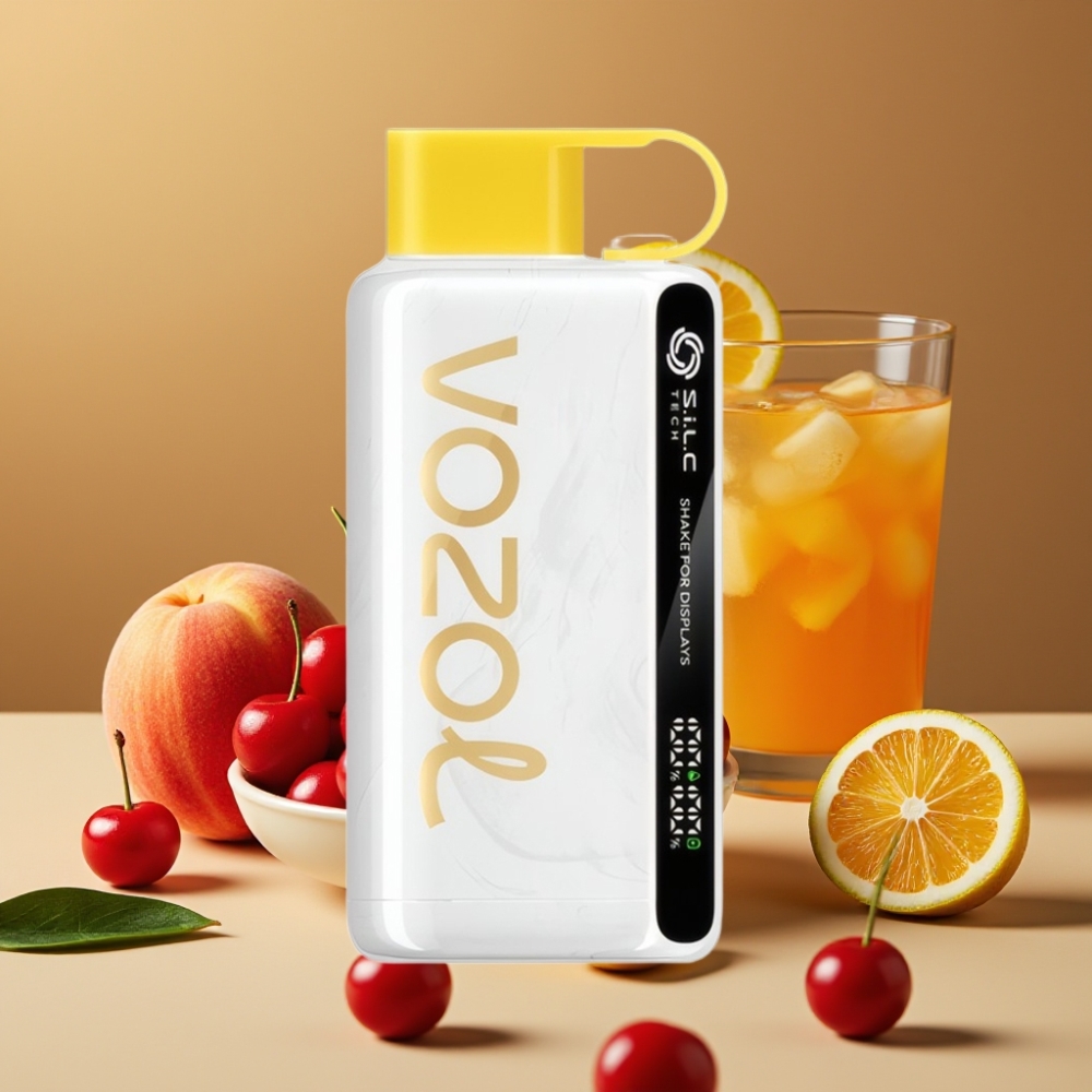 VOZOL STAR 9000/12000 Vape Descartável Cereja Pêssego Limonada com Recarga Rápida 30% e Tela por Agitação
