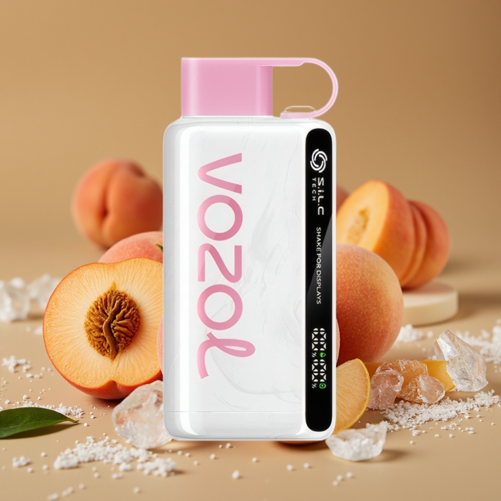 VOZOL STAR 9000/12000 Vape Descartável Pêssego Gelo com Recarga Rápida 30% e Tecnologia S.i.L.C