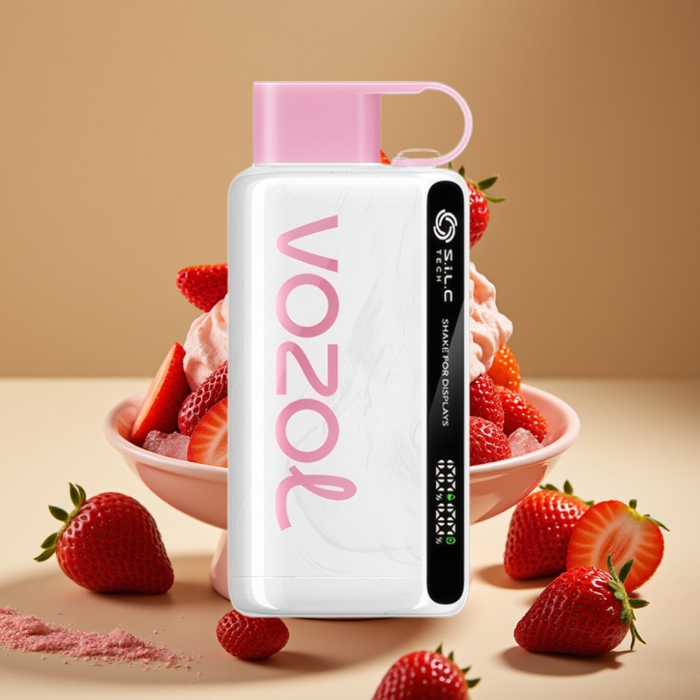 VOZOL STAR 9000/12000 Vape Descobrável com Morango Sorvete, Reciclagem, Carga Rápida e S.i.L.C TECH