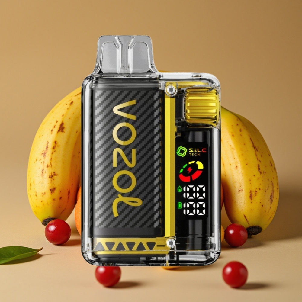 VOZOL Vista 20000 Puffs Recarregável: Bateria 650mAh, 2% Nicotina, Tela OLED, Sabor Pitaya Banana Cereja