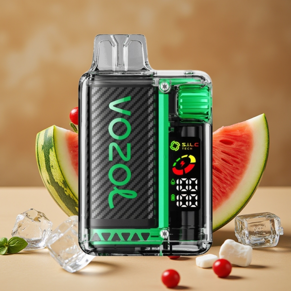 VOZOL Vista 20000 Puffs Recarregável: Bateria 650mAh, Resistência 2%, Coil Dual Mesh, Melancia Gelo