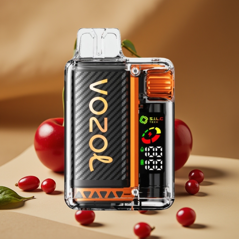 VOZOL Vista 20000 Puffs Recarregável: Bateria 650mAh, Resistência 2%, Tela OLED, Material PCR 65% (Cherry Cola)