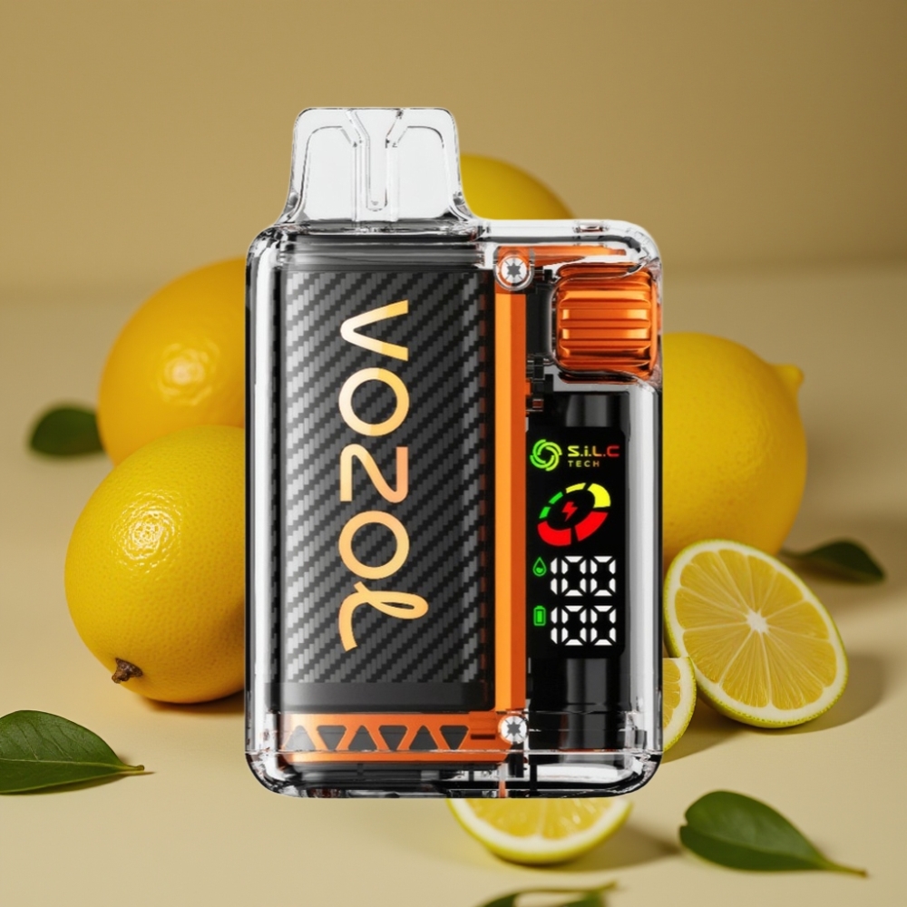 VOZOL Vista 20000 Puffs Recarregável: Bateria 650mAh, Resistência 2%, Tela OLED, S.i.L.C Tech Dual Mesh, Material PCR 65%, Limão Lima