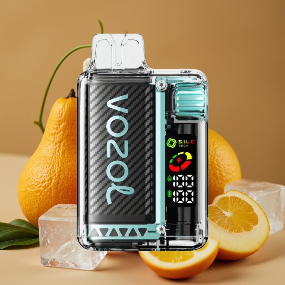 VOZOL Vista 20000 Puffs Recarregável: Bateria 650mAh, Resistência 2%, Tela OLED, Sabor Maçã Verde Gelada
