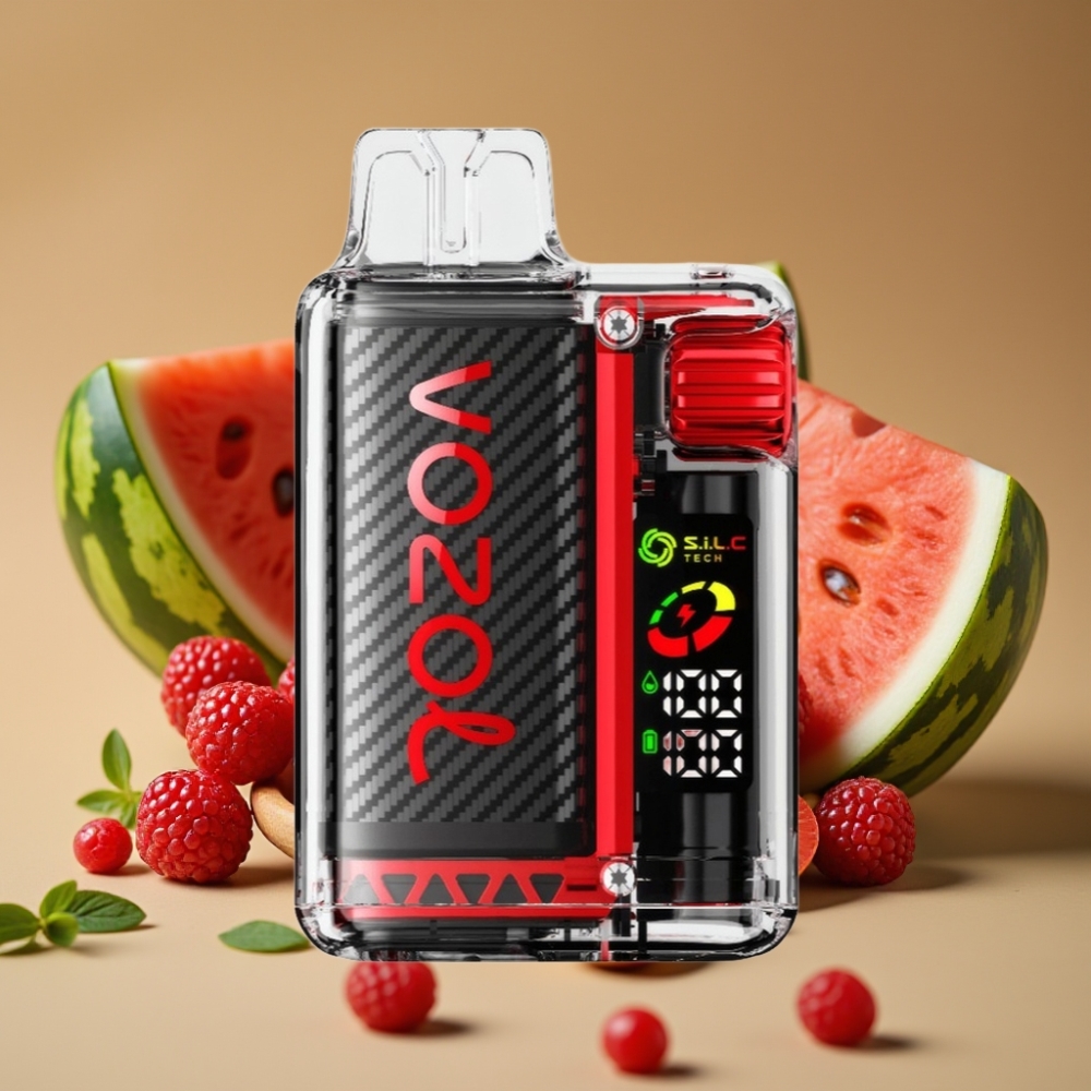 VOZOL Vista 20000 Puffs Recarregável com Bateria 650mAh, Tela OLED e Sabor Framboesa Melancia